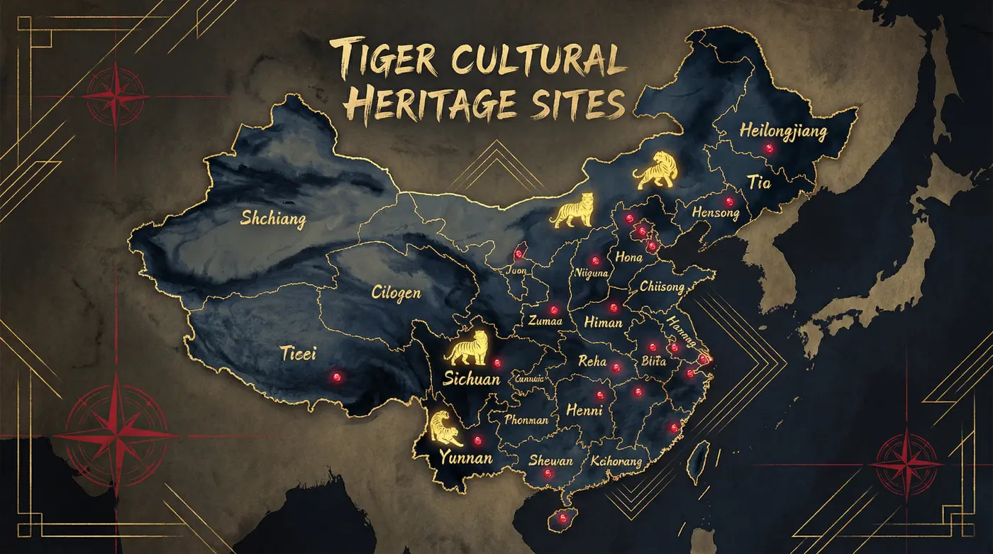 中国虎文化分布地图 - 四虎 | 虎脉寻踪